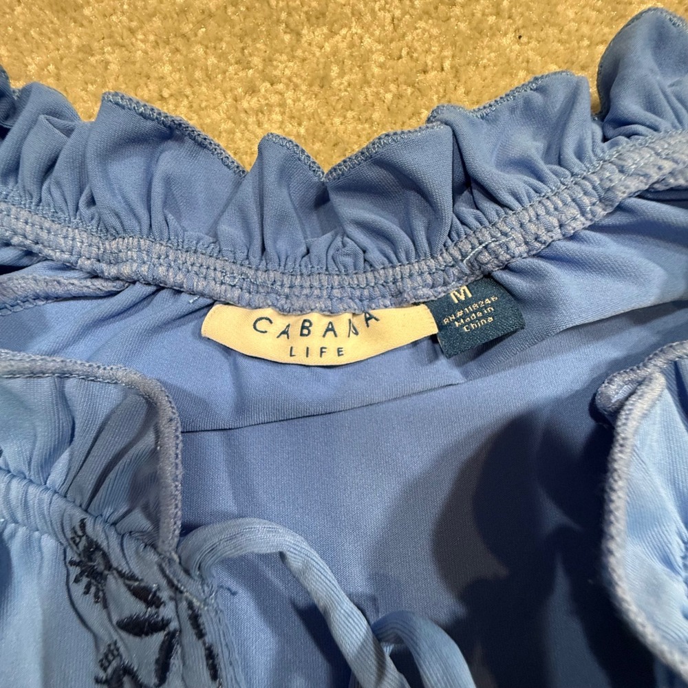 Cabana Life Periwinkle Blue Tiered Ruffle Dress Embroidered UPF 50+ M Coastal - Picture 11 of 16
